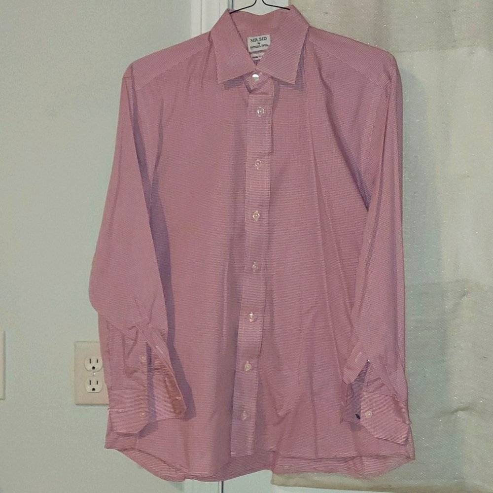 Mr sid Purple and white Striped dress shirt